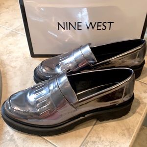 Nine West Silver Metallic Lug Sole Loafer